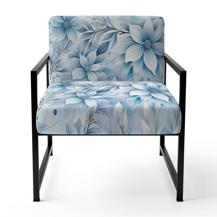 Arctic Breeze Blue Daisy - Cottage Accent Slipper Chair