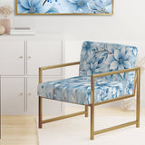 Arctic Breeze Blue Daisy - Cottage Accent Slipper Chair