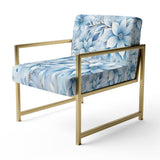 Arctic Breeze Blue Daisy - Cottage Accent Slipper Chair