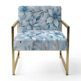 Arctic Breeze Blue Daisy - Cottage Accent Slipper Chair