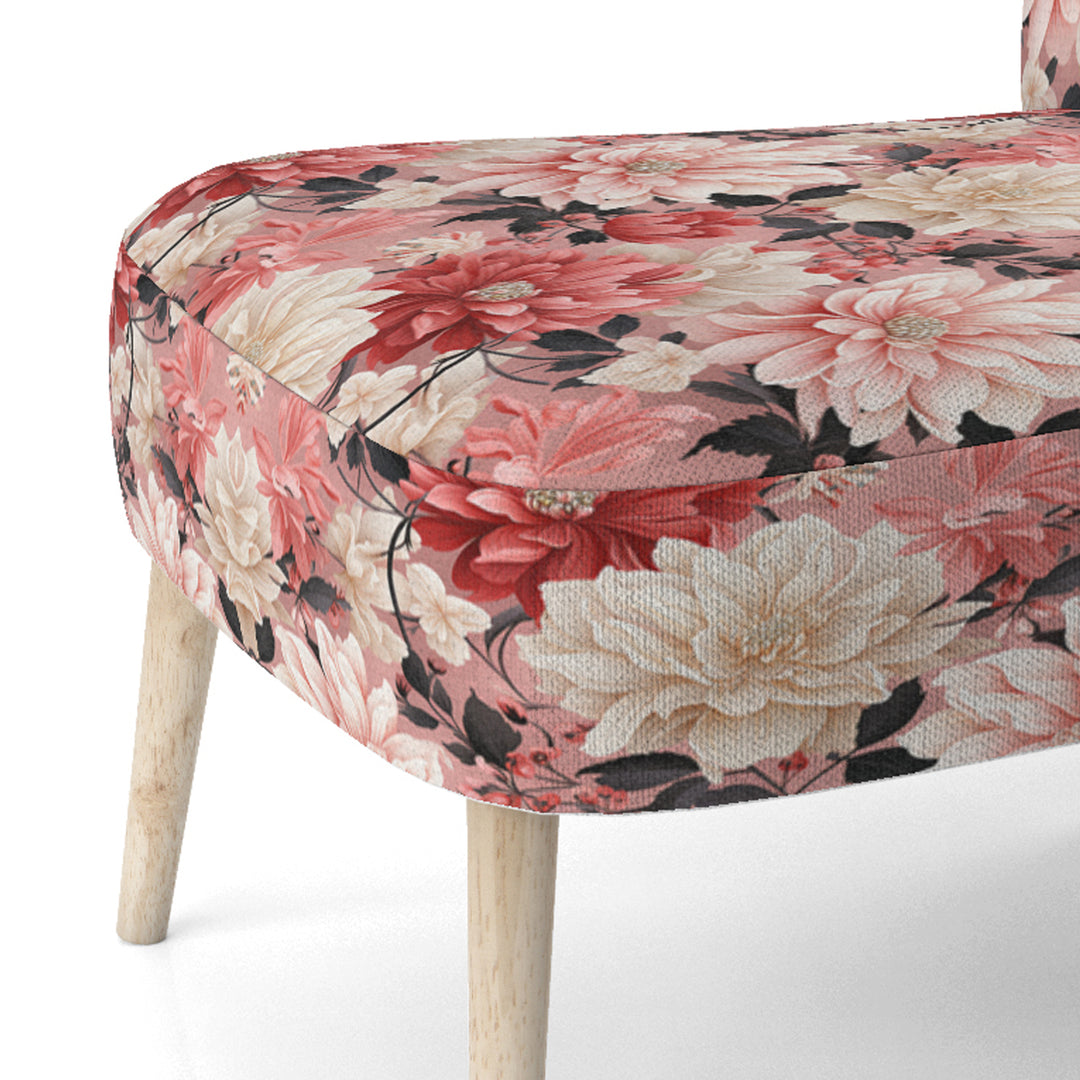 Pink And White Poppies Blossoming Grace - Upholstered Cottage Accent Chairs