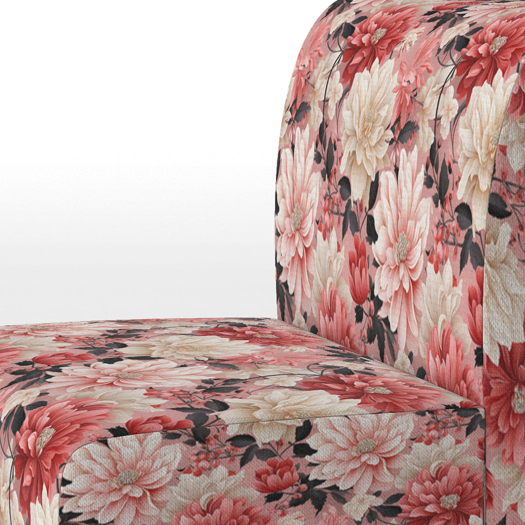 Pink And White Poppies Blossoming Grace - Upholstered Cottage Accent Chairs