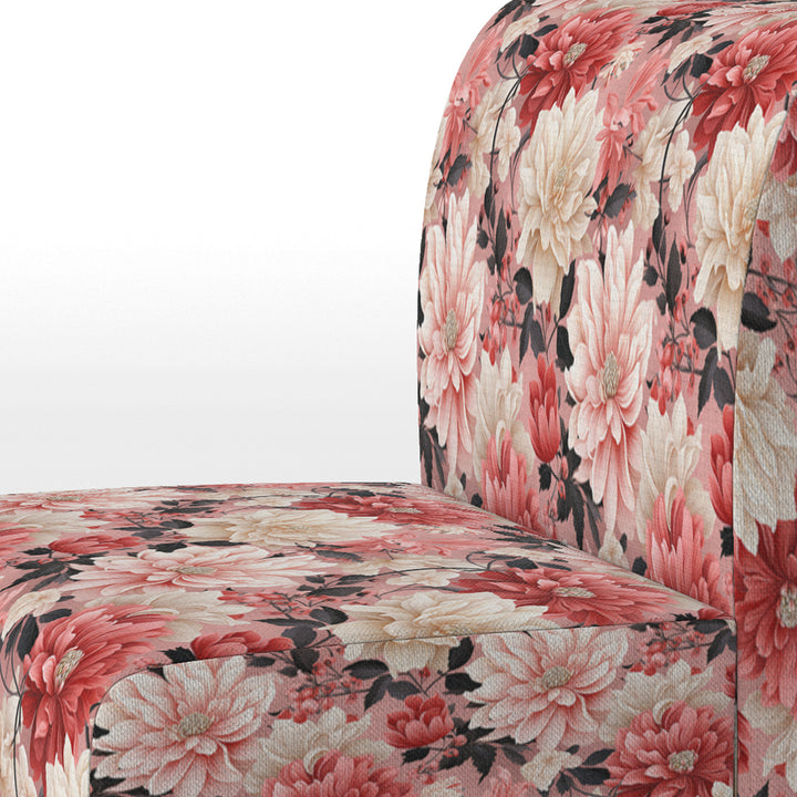 Pink And White Poppies Blossoming Grace - Upholstered Cottage Accent Chairs