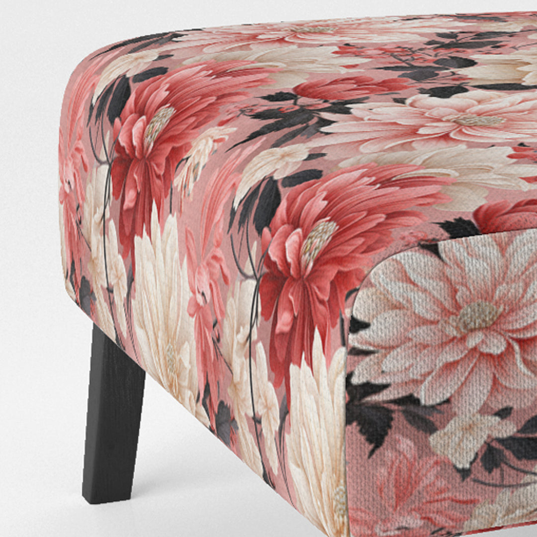 Pink And White Poppies Blossoming Grace - Upholstered Cottage Accent Chairs