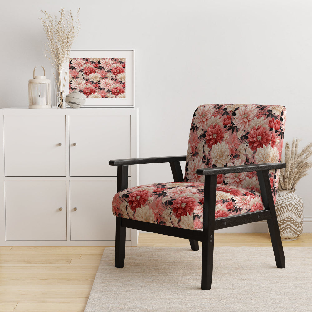Pink And White Poppies Blossoming Grace - Upholstered Cottage Accent Chairs