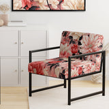 Pink And White Poppies Blossoming Grace - Upholstered Cottage Accent Chairs