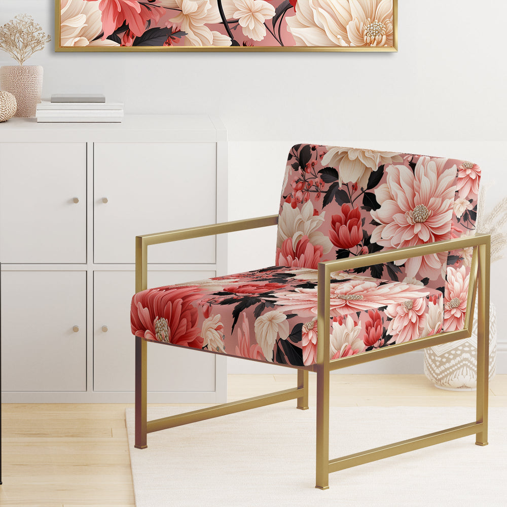 Pink And White Poppies Blossoming Grace - Upholstered Cottage Accent Chairs