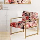 Pink And White Poppies Blossoming Grace - Upholstered Cottage Accent Chairs