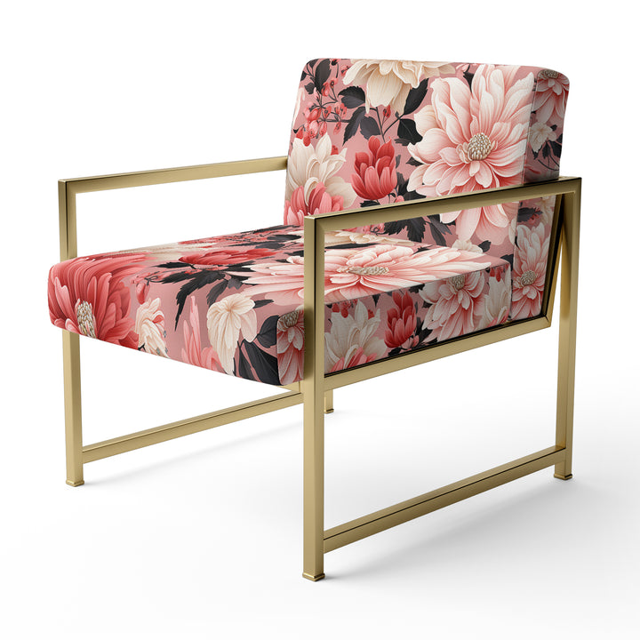 Pink And White Poppies Blossoming Grace - Upholstered Cottage Accent Chairs
