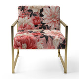 Pink And White Poppies Blossoming Grace - Upholstered Cottage Accent Chairs