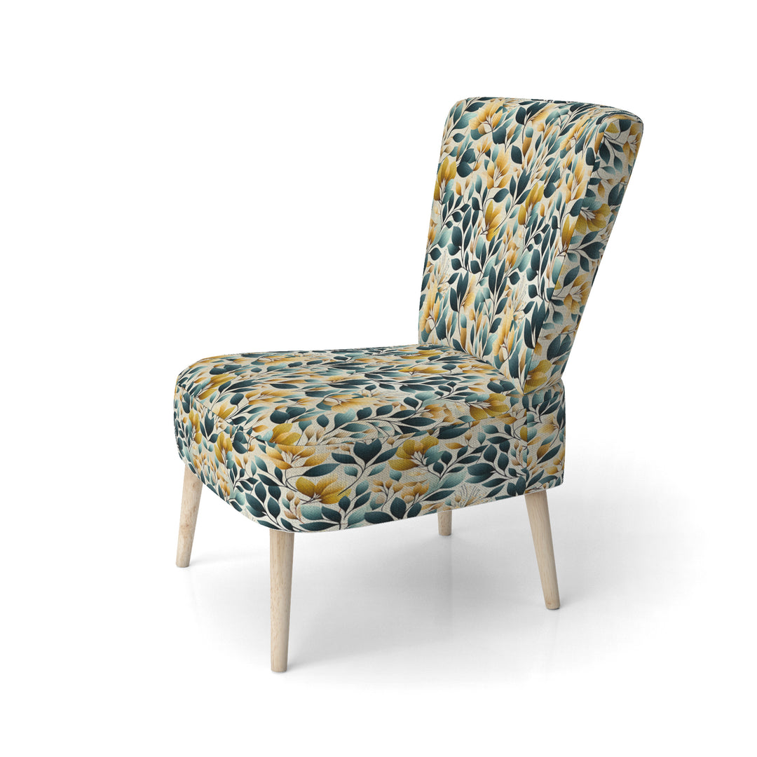 Yellow And Teal Natural Botanical Harmony - Bohemian Arm Chair