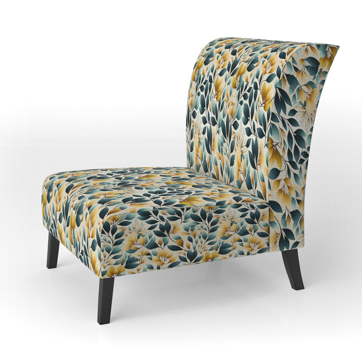 Yellow And Teal Natural Botanical Harmony - Bohemian Arm Chair