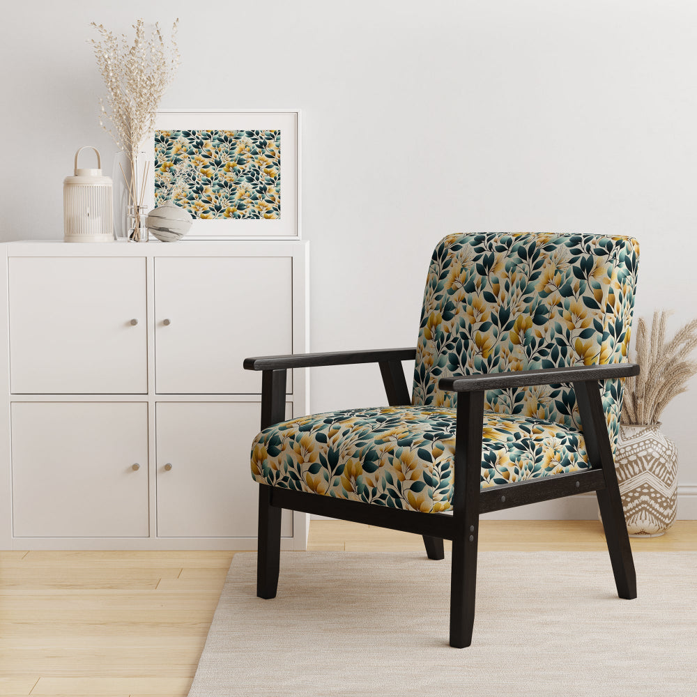 Yellow And Teal Natural Botanical Harmony - Bohemian Arm Chair
