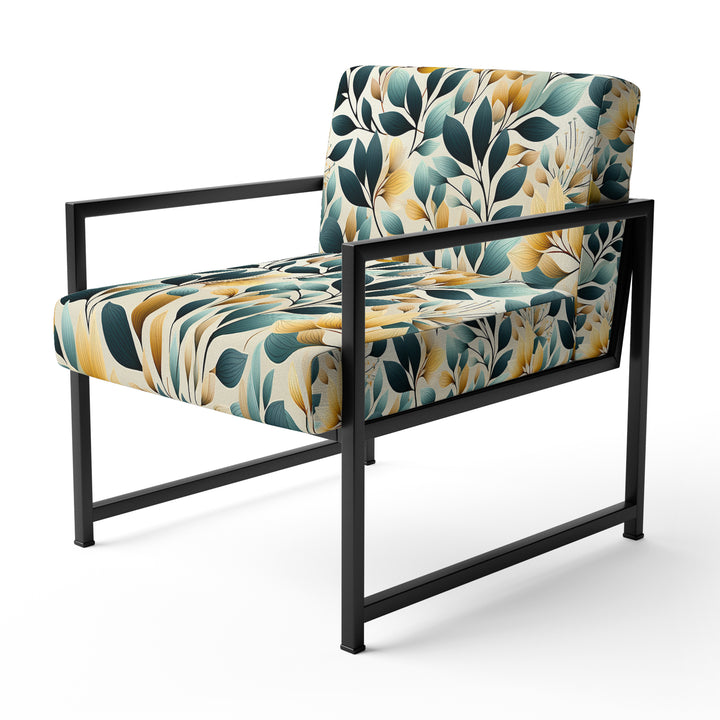 Yellow And Teal Natural Botanical Harmony - Bohemian Arm Chair