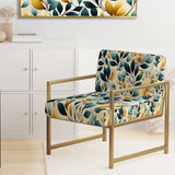 Yellow And Teal Natural Botanical Harmony - Bohemian Arm Chair