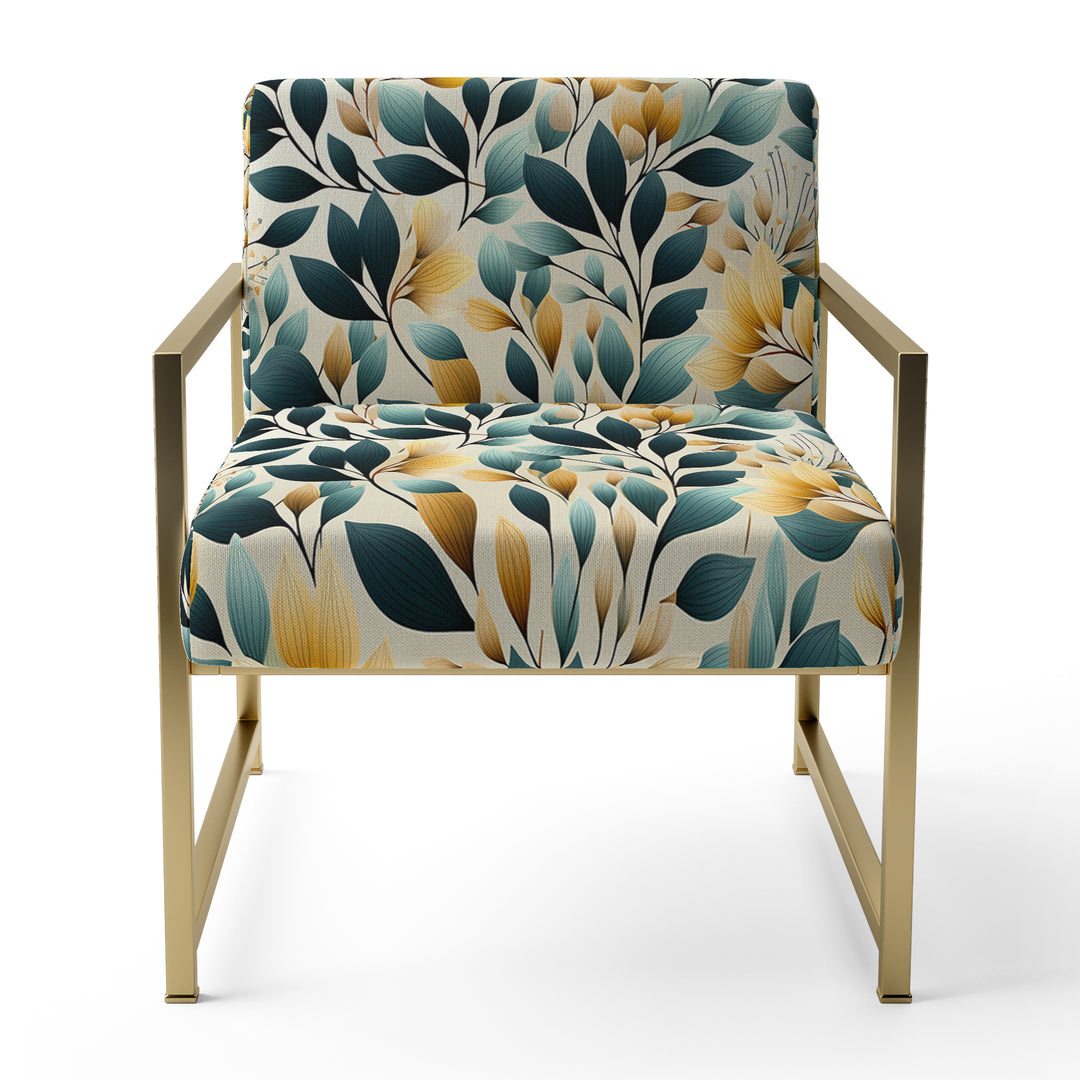 Yellow And Teal Natural Botanical Harmony - Bohemian Arm Chair