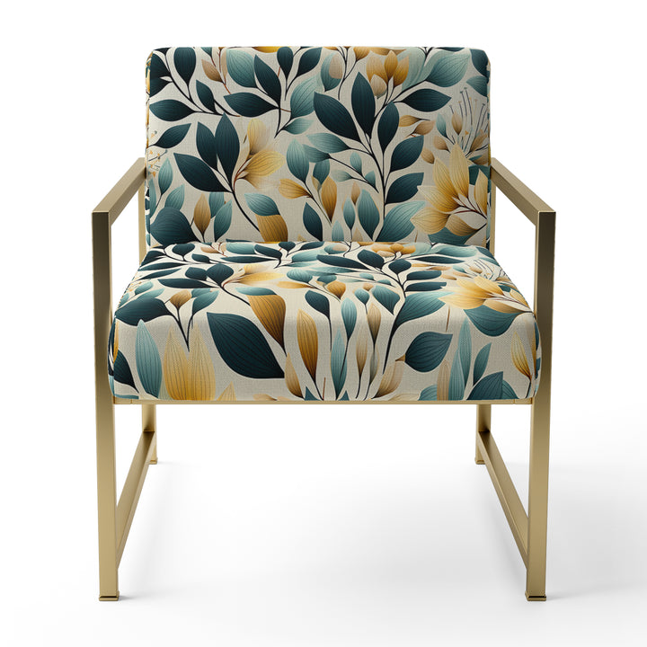 Yellow And Teal Natural Botanical Harmony - Bohemian Arm Chair