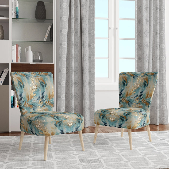 Gold And Blue Frosty Drift Experienc- Upholstered Accent Chair