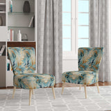 Gold And Blue Frosty Drift Experienc- Upholstered Accent Chair