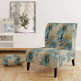 Gold And Blue Frosty Drift Experienc- Upholstered Accent Chair