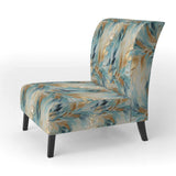 Gold And Blue Frosty Drift Experienc- Upholstered Accent Chair