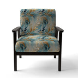 Gold And Blue Frosty Drift Experienc- Upholstered Accent Chair