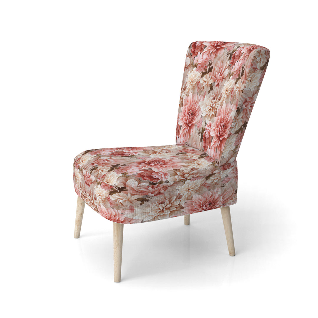 Pink And White Carnation Blossoming Grace - Cottage Accent Slipper Chair