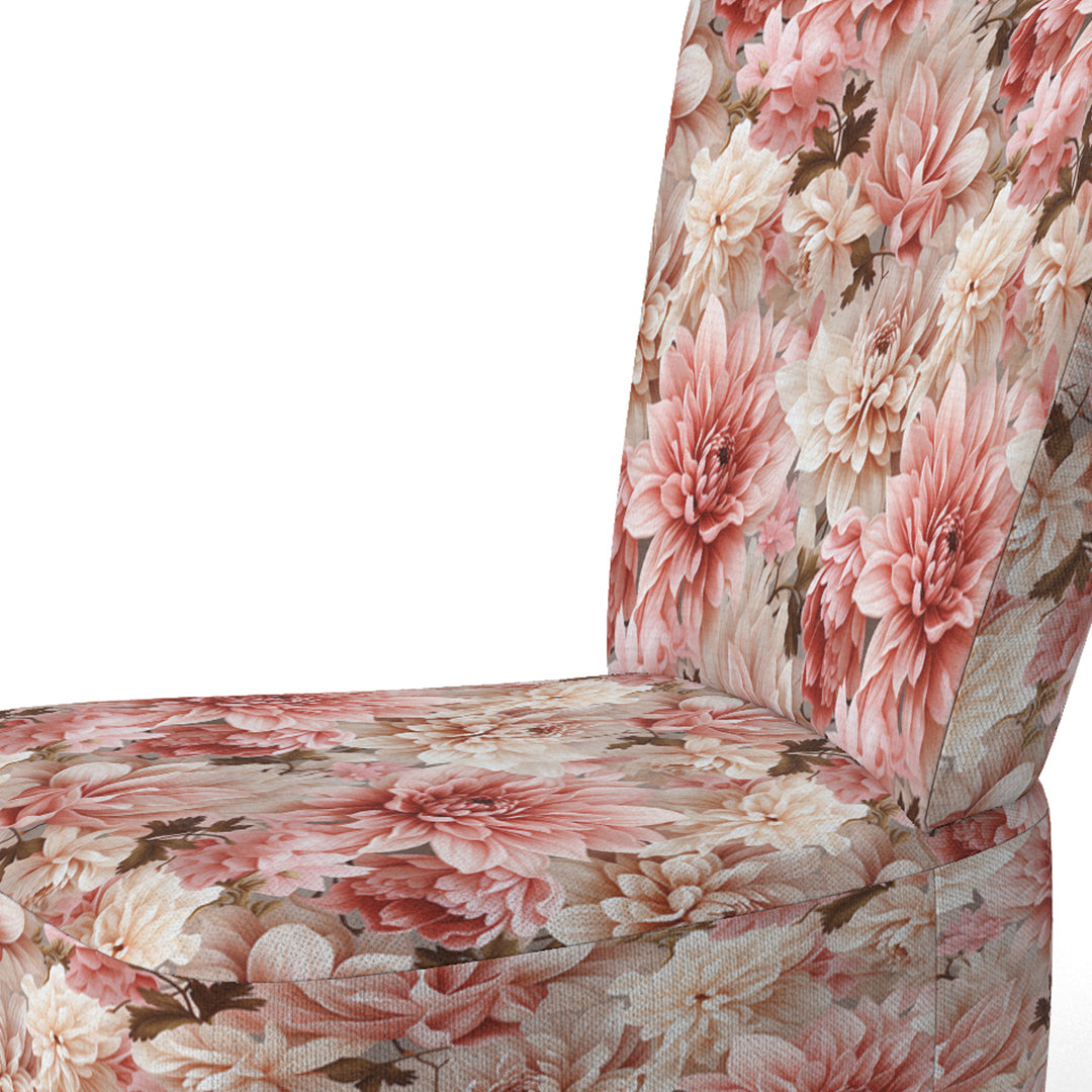 Pink And White Carnation Blossoming Grace - Cottage Accent Slipper Chair