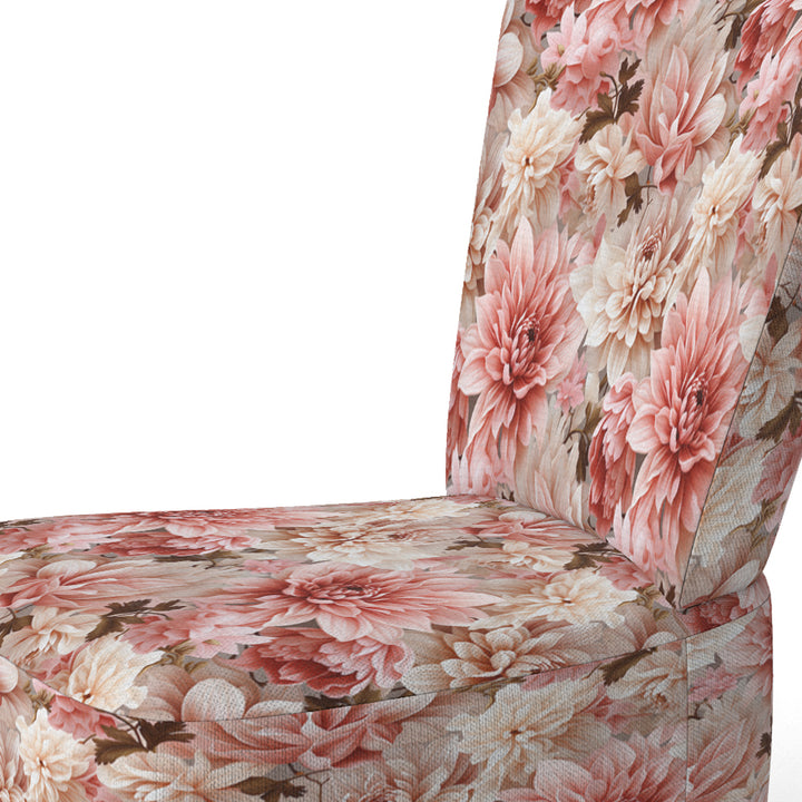 Pink And White Carnation Blossoming Grace - Cottage Accent Slipper Chair
