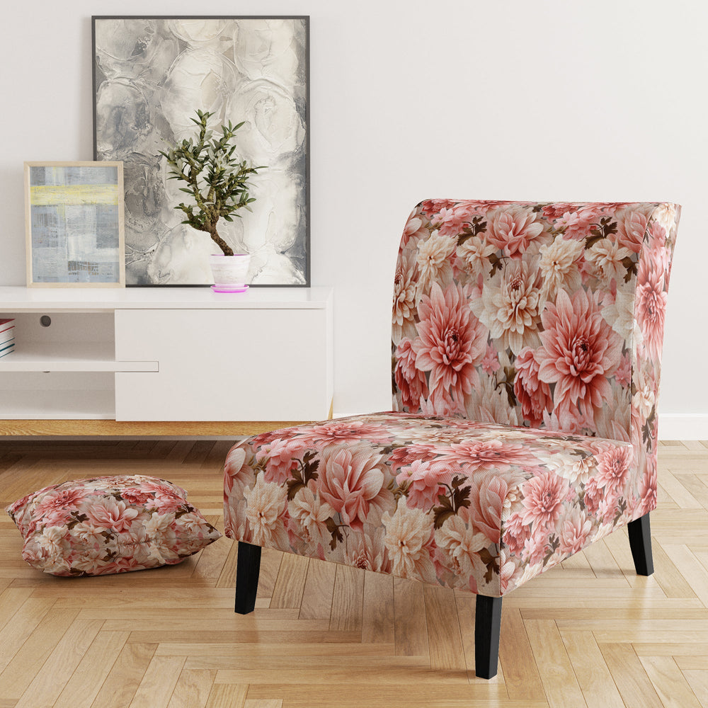 Pink And White Carnation Blossoming Grace - Cottage Accent Slipper Chair