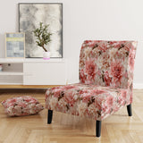 Pink And White Carnation Blossoming Grace - Cottage Accent Slipper Chair
