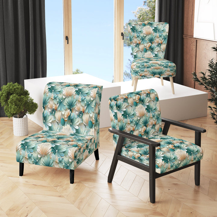White And Green Coastal Escape - Upholstered Nautical Accent Chairs