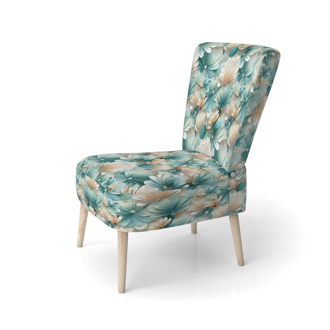 White And Green Coastal Escape - Upholstered Nautical Accent Chairs