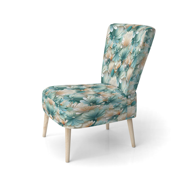 White And Green Coastal Escape - Upholstered Nautical Accent Chairs