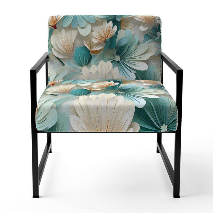 White And Green Coastal Escape - Upholstered Nautical Accent Chairs