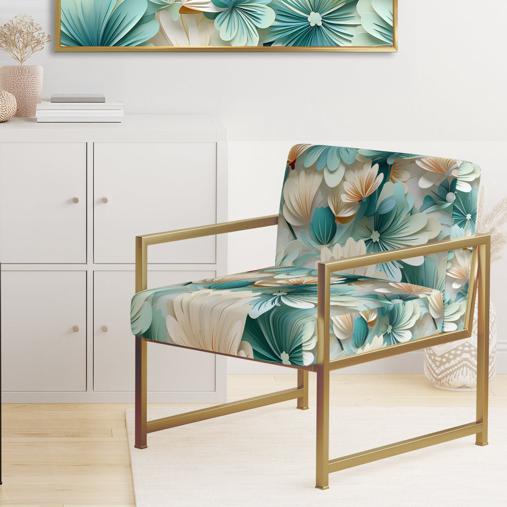White And Green Coastal Escape - Upholstered Nautical Accent Chairs
