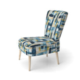 Blue Artistic Striped Explosion - Vintage Accent Slipper Chair