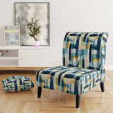Blue Artistic Striped Explosion - Vintage Accent Slipper Chair