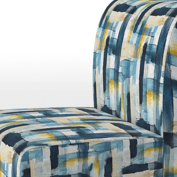 Blue Artistic Striped Explosion - Vintage Accent Slipper Chair