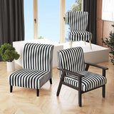 Black And White Striped Lines Harmony- Upholstered Accent Chair