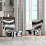 Black And White Striped Lines Harmony- Upholstered Accent Chair