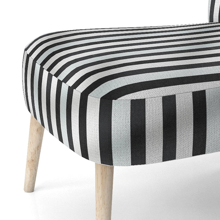 Black And White Striped Lines Harmony- Upholstered Accent Chair