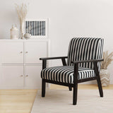 Black And White Striped Lines Harmony- Upholstered Accent Chair