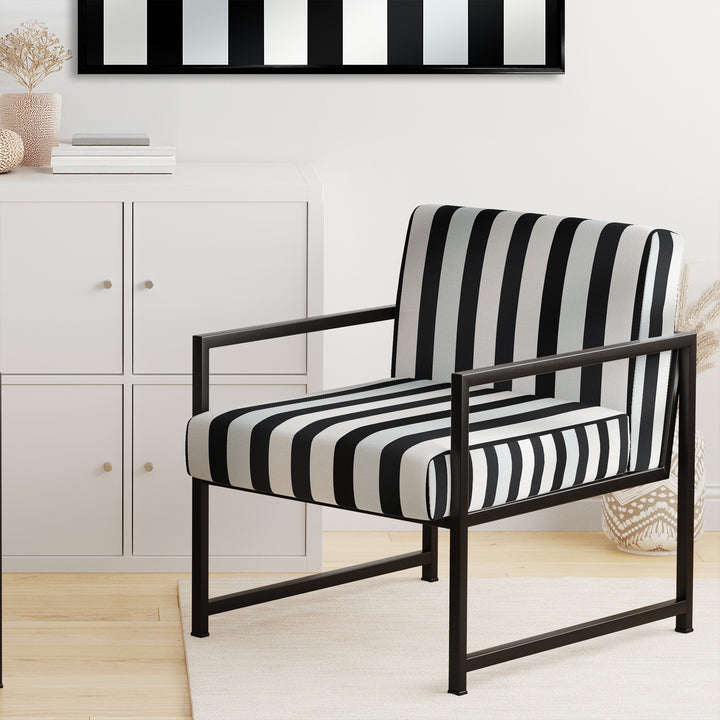 Black And White Striped Lines Harmony - Eclectic Modern Accent Chair