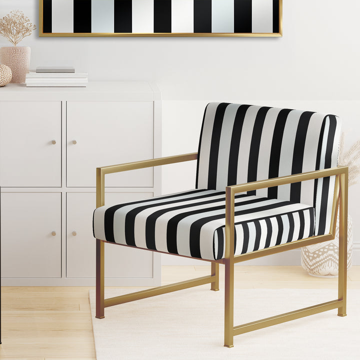 Black And White Striped Lines Harmony - Eclectic Modern Accent Chair