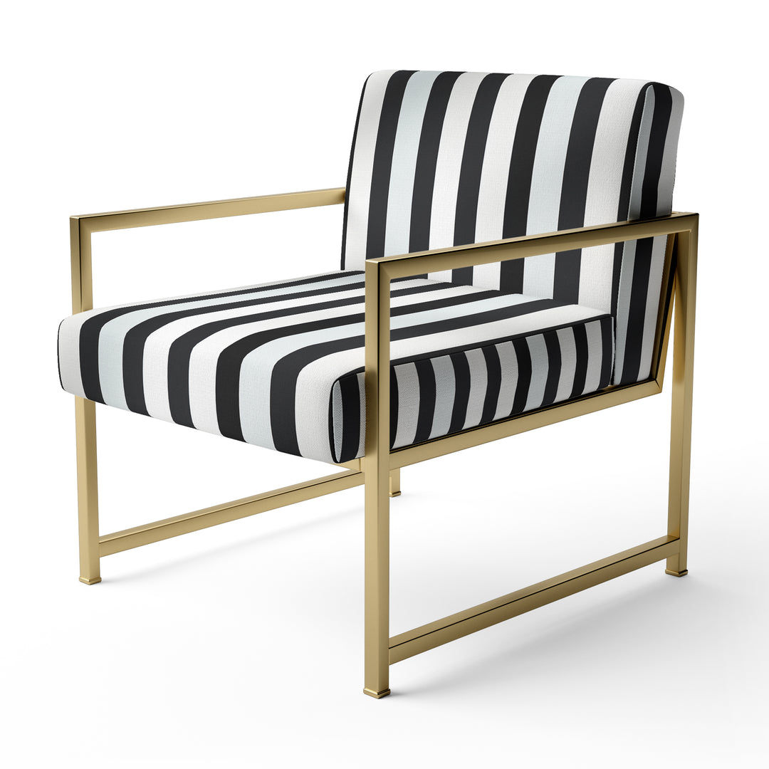 Black And White Striped Lines Harmony - Eclectic Modern Accent Chair