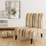 Beige And Brown Striped Pattern Serenity- Upholstered Accent Chair