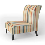 Beige And Brown Striped Pattern Serenity- Upholstered Accent Chair