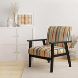 Beige And Brown Striped Pattern Serenity- Upholstered Accent Chair