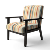 Beige And Brown Striped Pattern Serenity- Upholstered Accent Chair